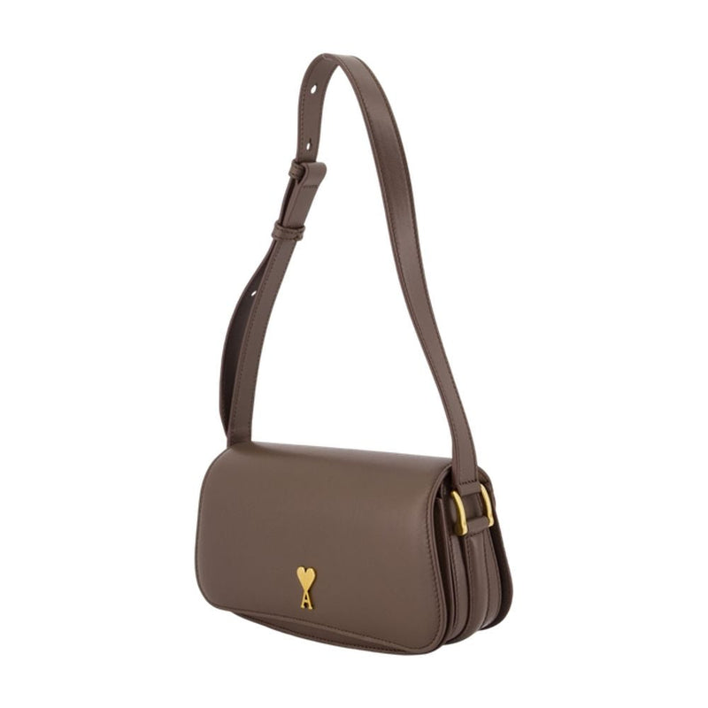 Ami Paris Shoulder Bag — Brown Calfskin