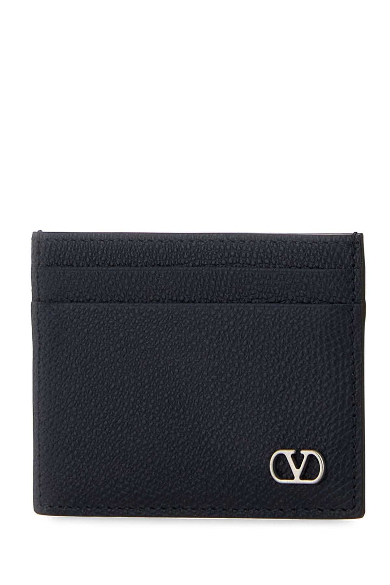 Valentino Garavani Grained Calfskin Card Case — Navy Cases