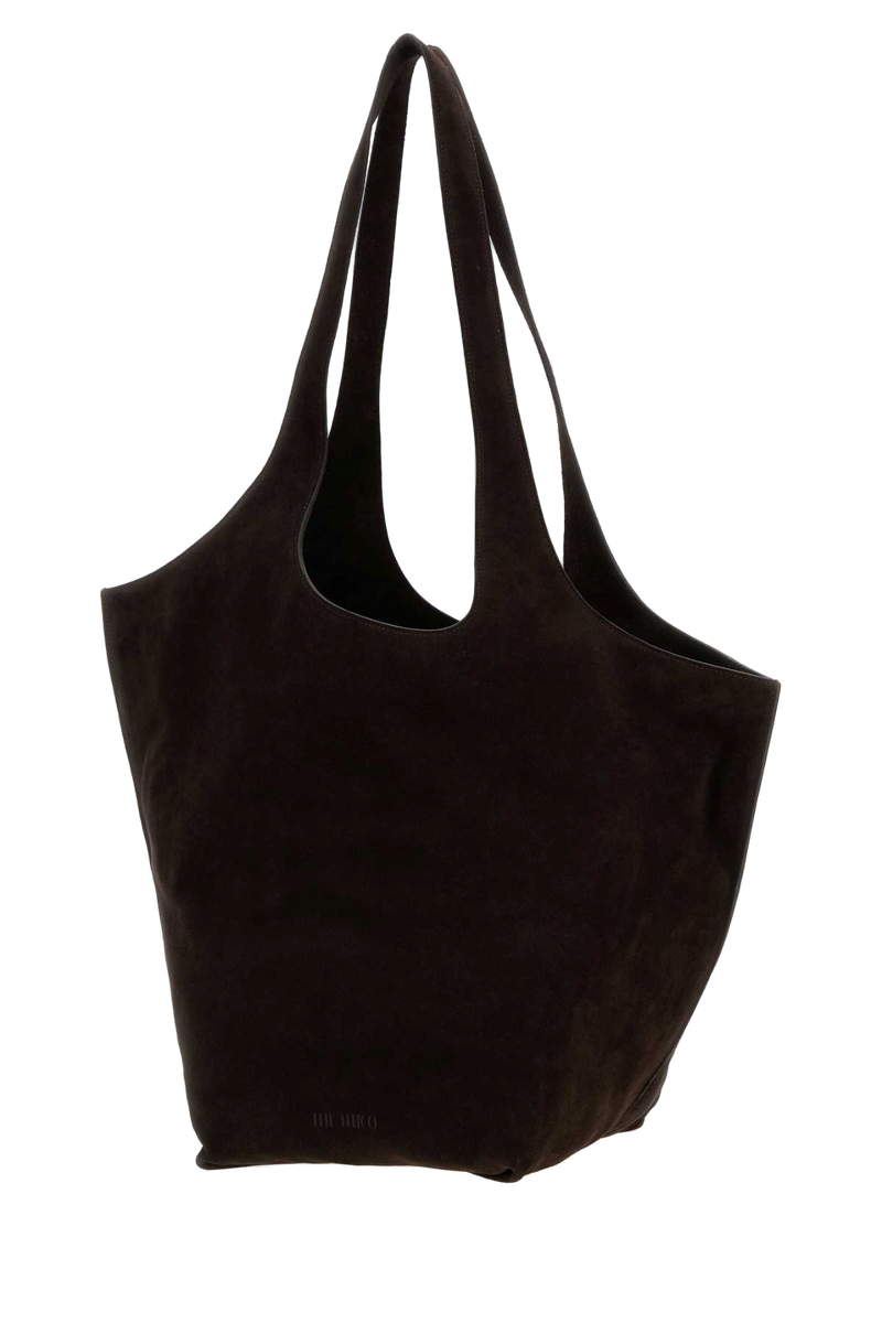 The Attico Scoop Shoulder Bag — Brown Exterior: Suede