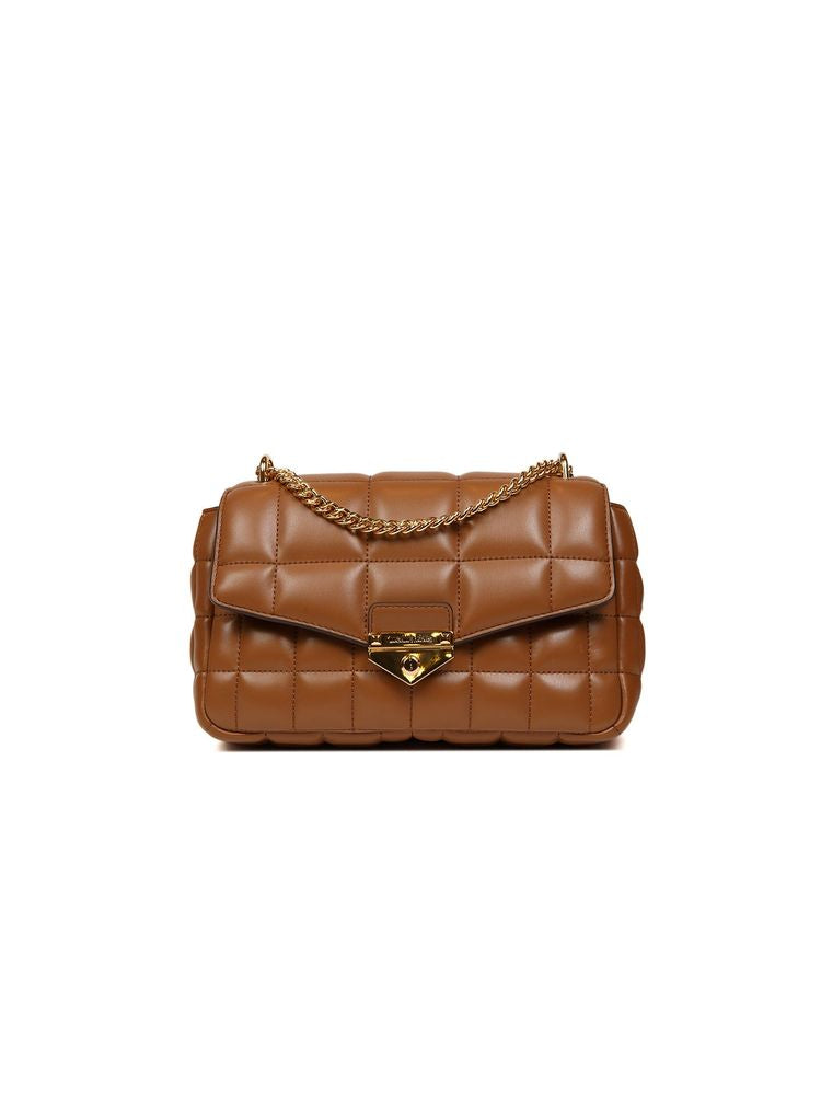 Michael Kors Quilted Pvc Chain-Link Shoulder Bag — Brown Polyvinyl Chloride