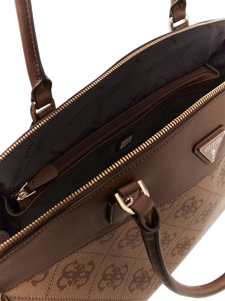 Guess Monogram Jacquard Tote Bag — Brown Polyurethane