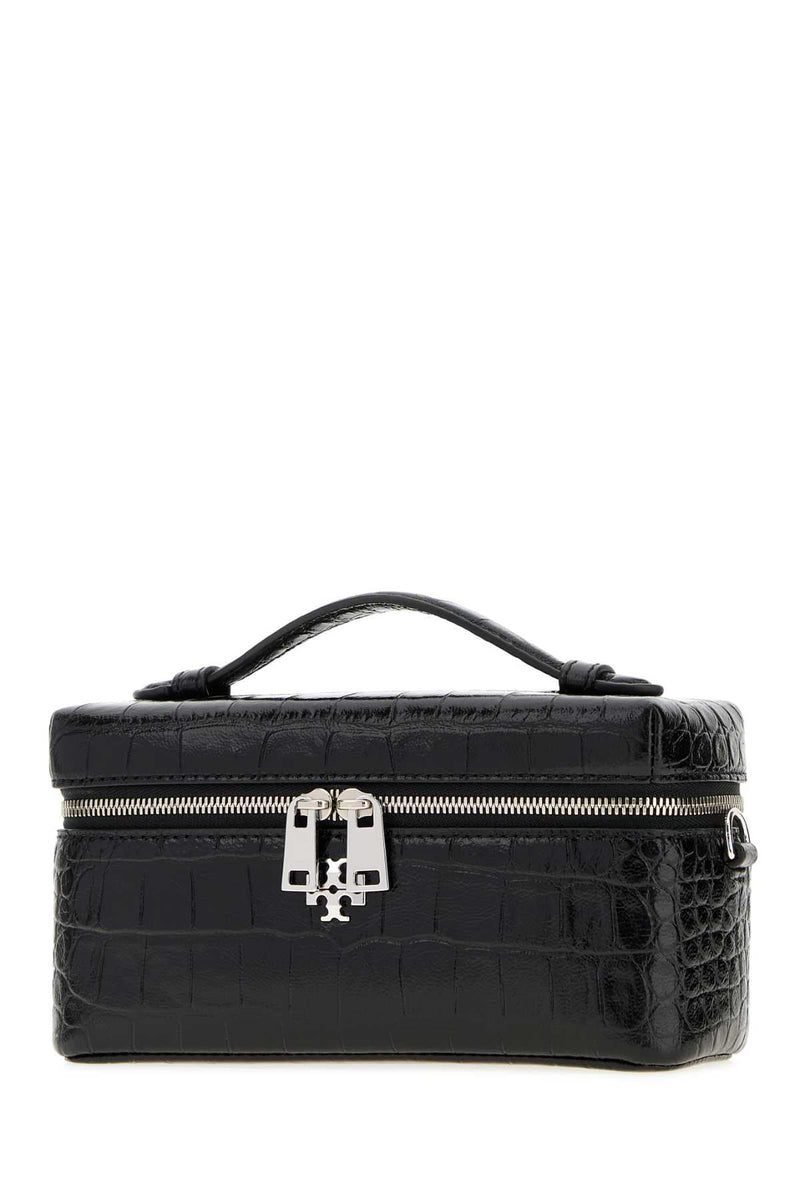Tory Burch Charlie Vanity Top Handle Bag — Black