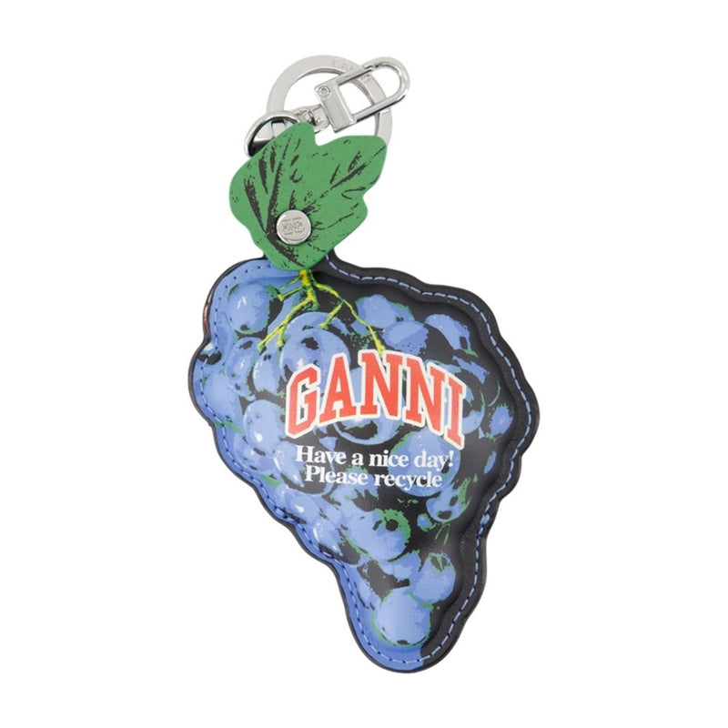 Ganni Grape-Shaped Leather Wallet — Blue Calfskin