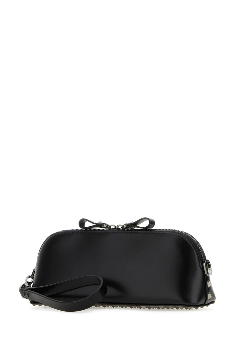 Valentino Garavani Studded Leather Clutch — Black