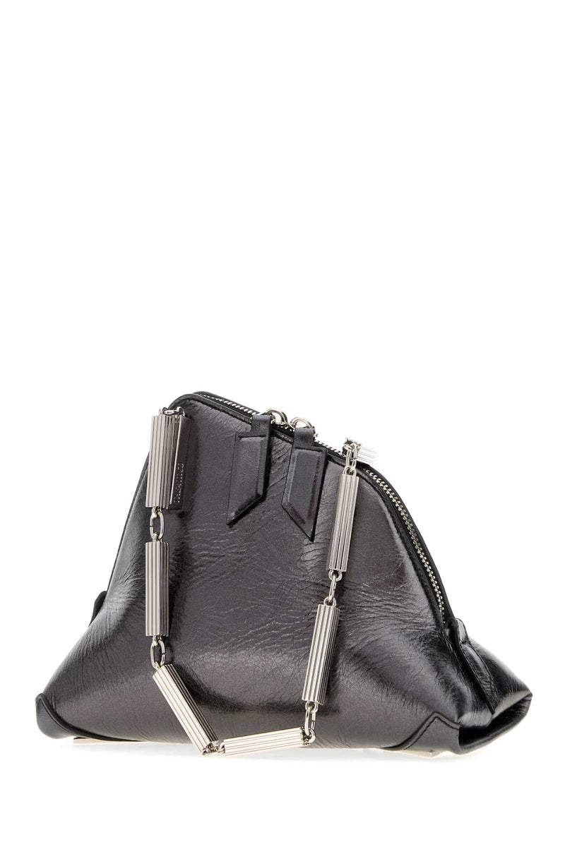 The Attico Textured Calf Leather Clutch — Gray