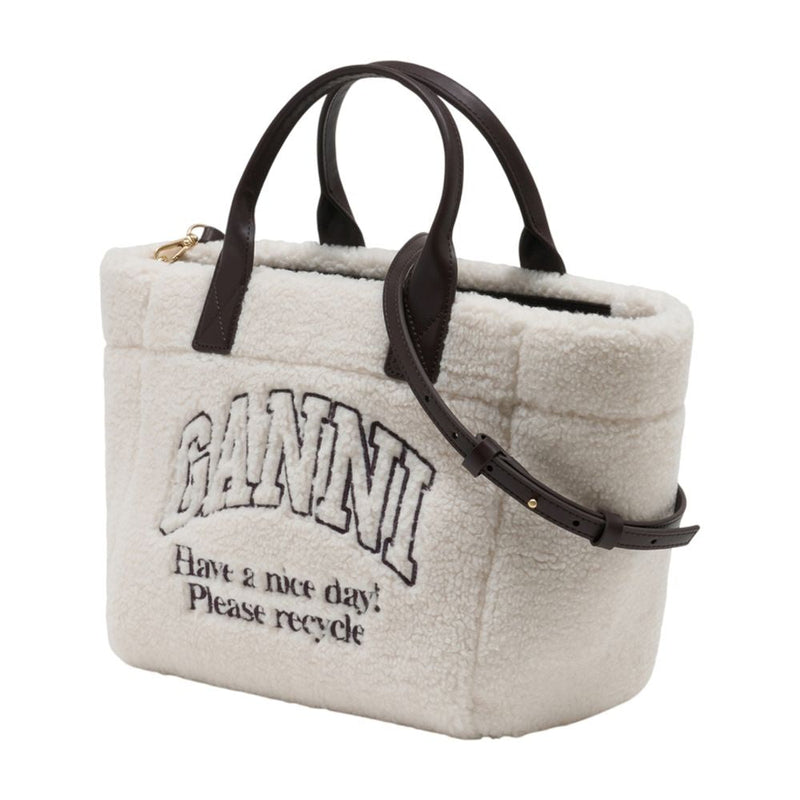 Ganni Quilted Synthetic Tote Bag — White
