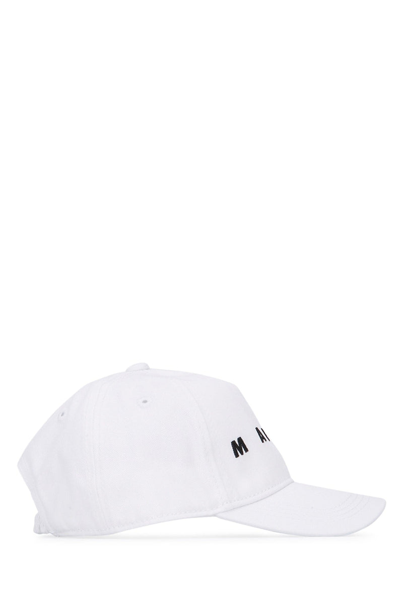 Marni Kids Mf51b Logo-Embroidered Baseball Cap — White Cotton Caps