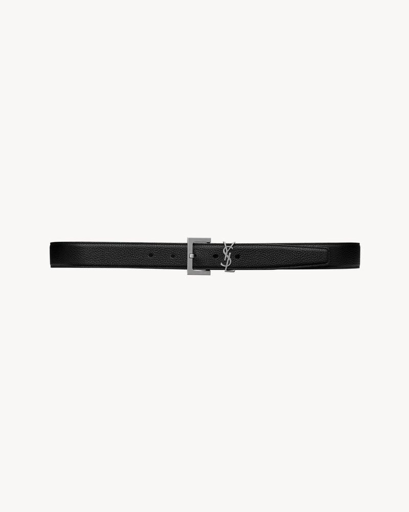 Saint Laurent Cassandre Belt — Black Calfskin Leather