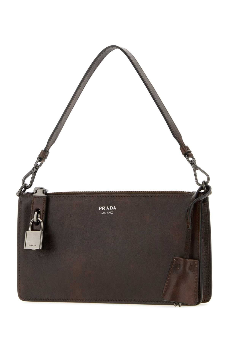 Prada Leather Card Case — Brown Wallet