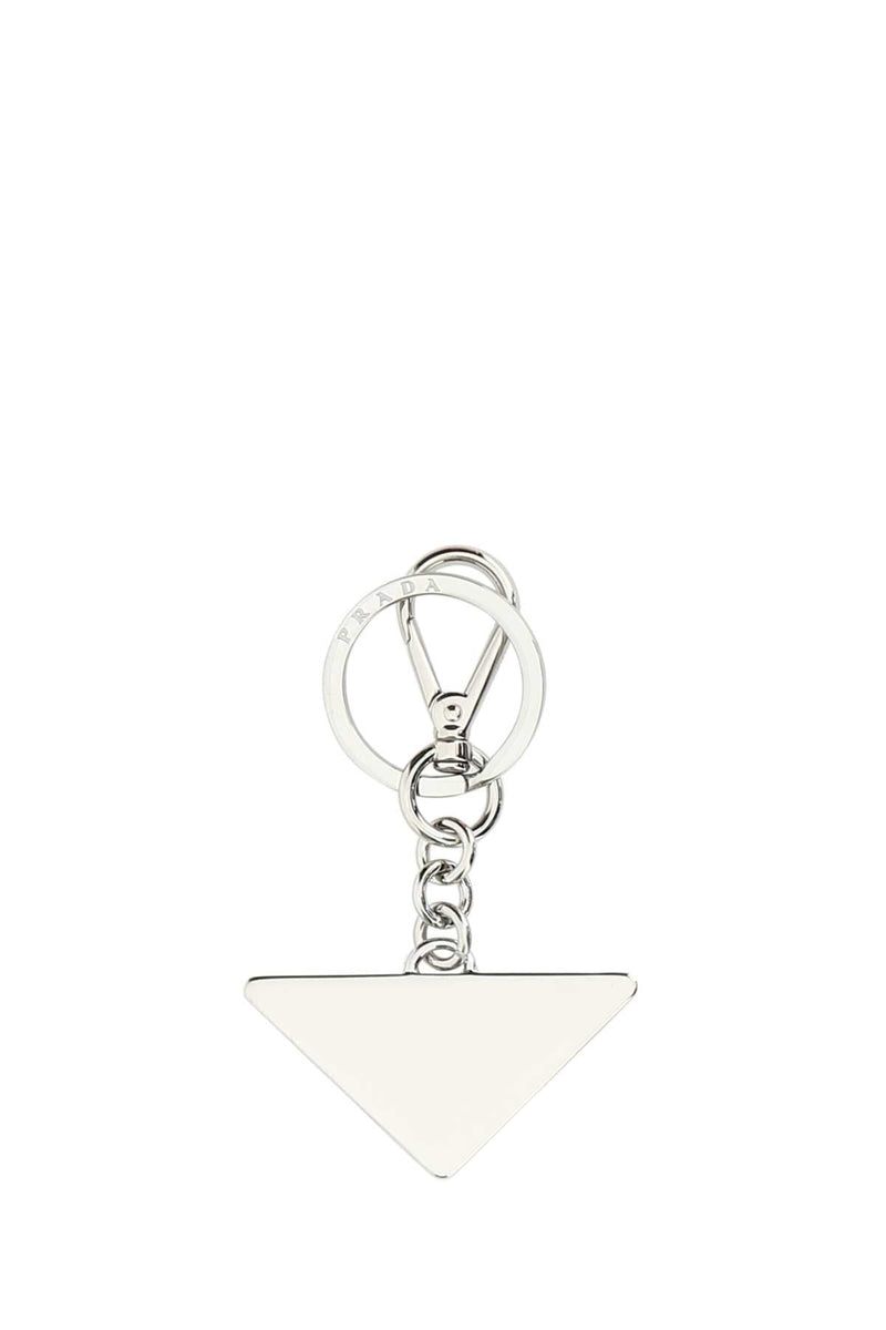 Prada Logo Metal Charm Key Case — Black Acciaio-ottone Keychains