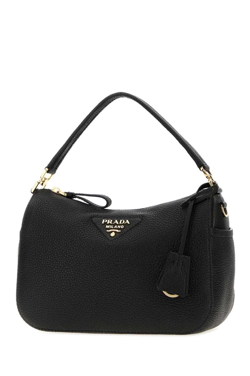 Prada Textured Leather Shoulder Bag — Black