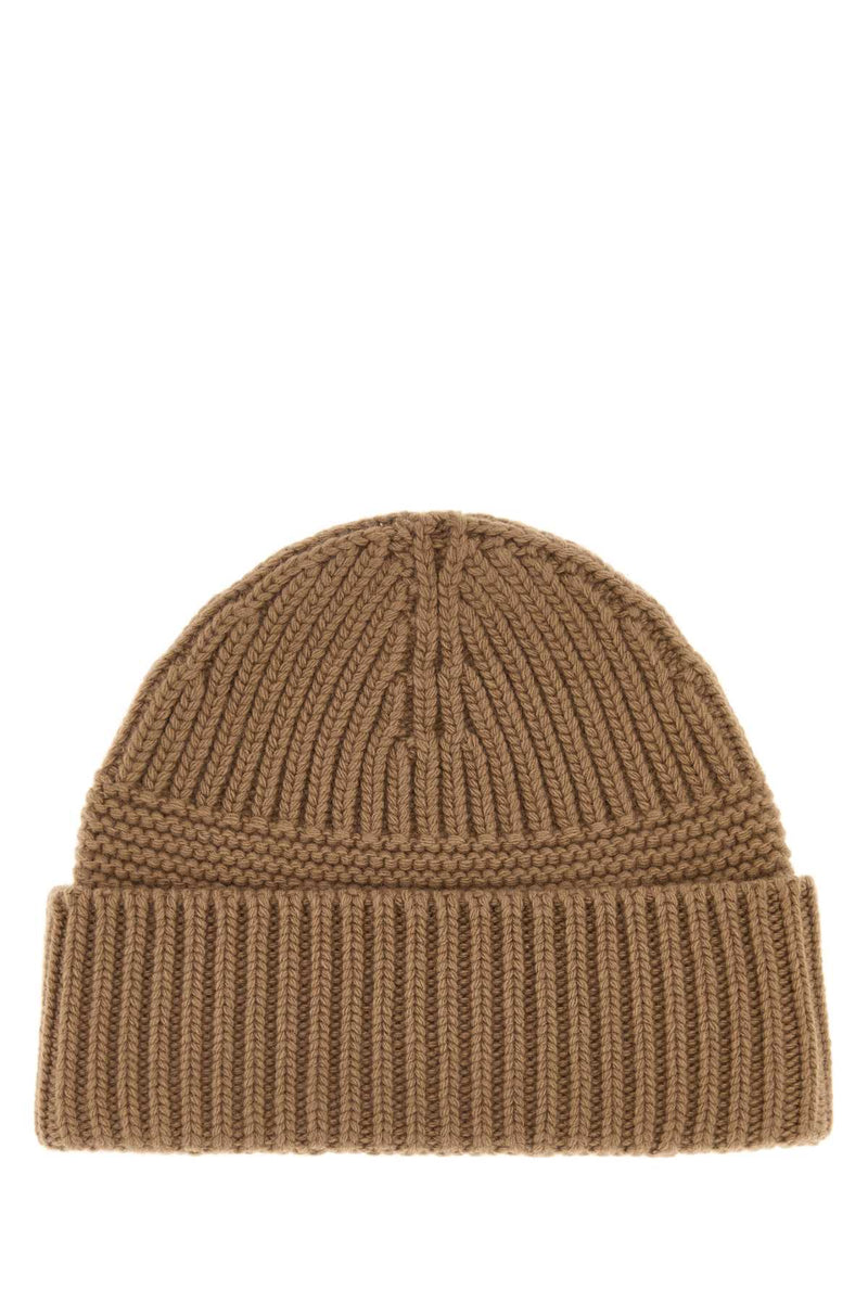 Miu Miu Hat Wool-Cashmere Ribbed Beanie — Beige Exterior: Wool Cashmere Beanies