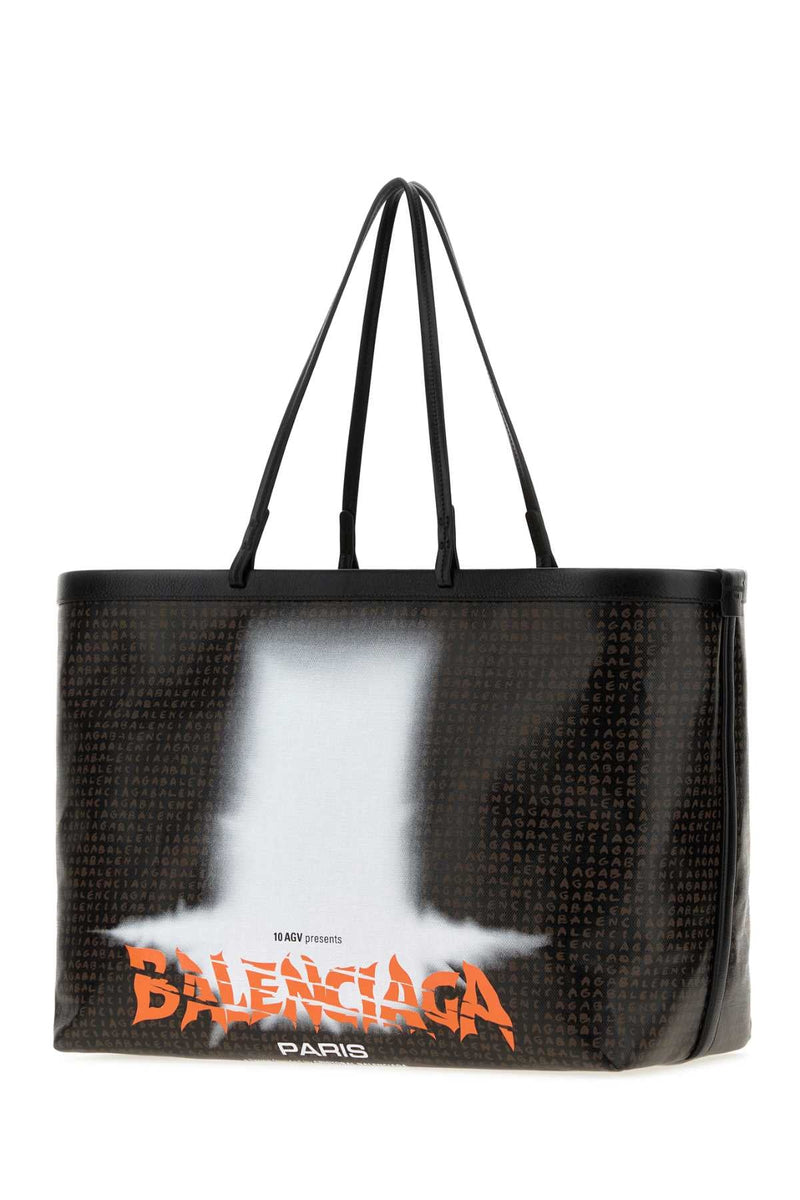 Balenciaga Graphic-Print Tote Bag — Black
