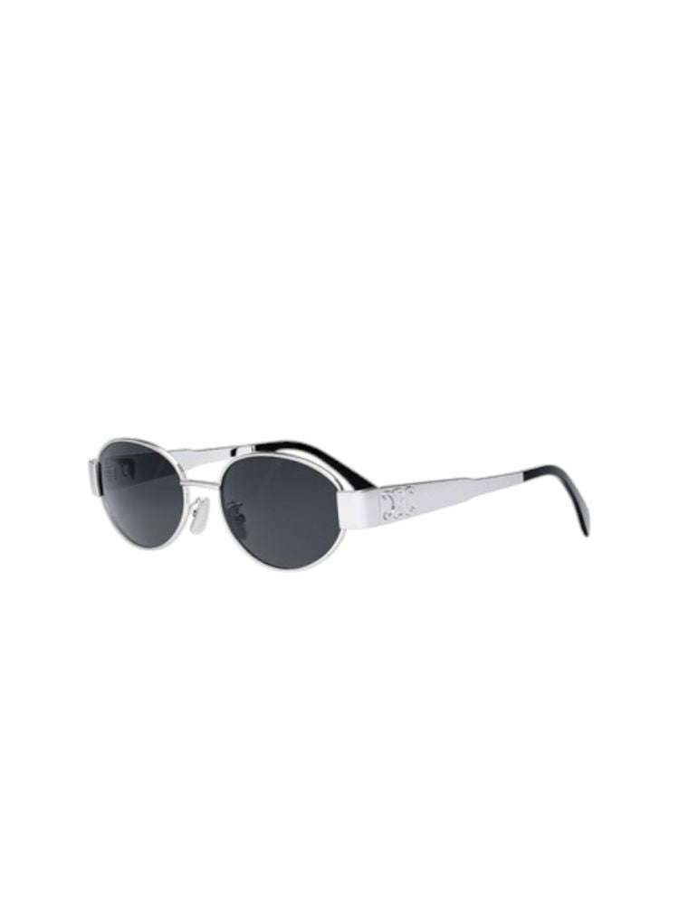 Celine Cl40235u Metal Oval Sunglasses — Silver