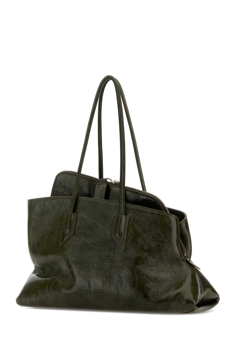 The Attico Crumpled Leather Shoulder Bag — Brown