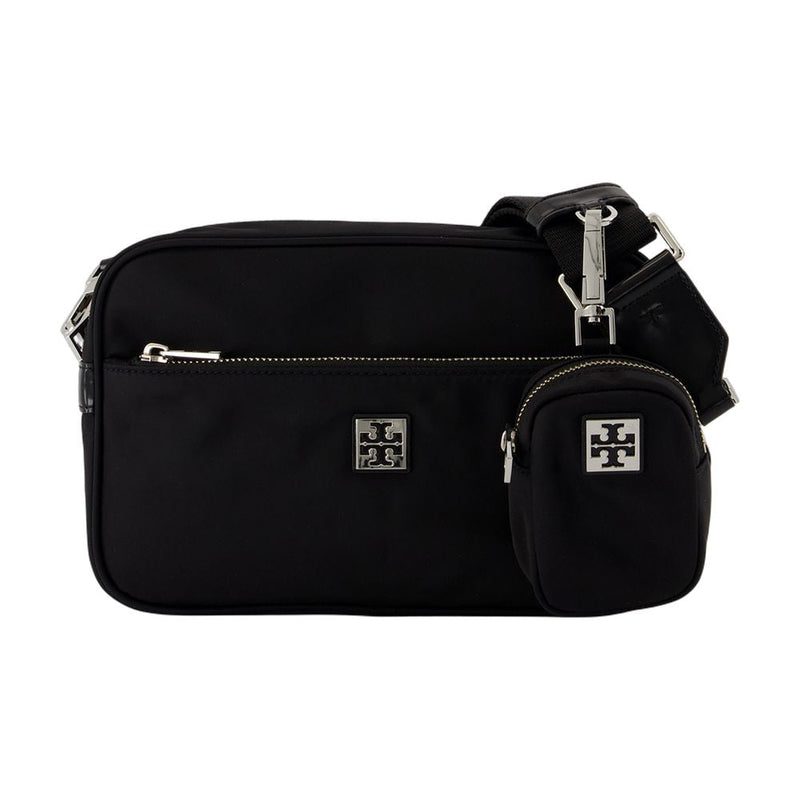 Tory Burch Structured Nylon Shoulder Bag — Black Synthetic