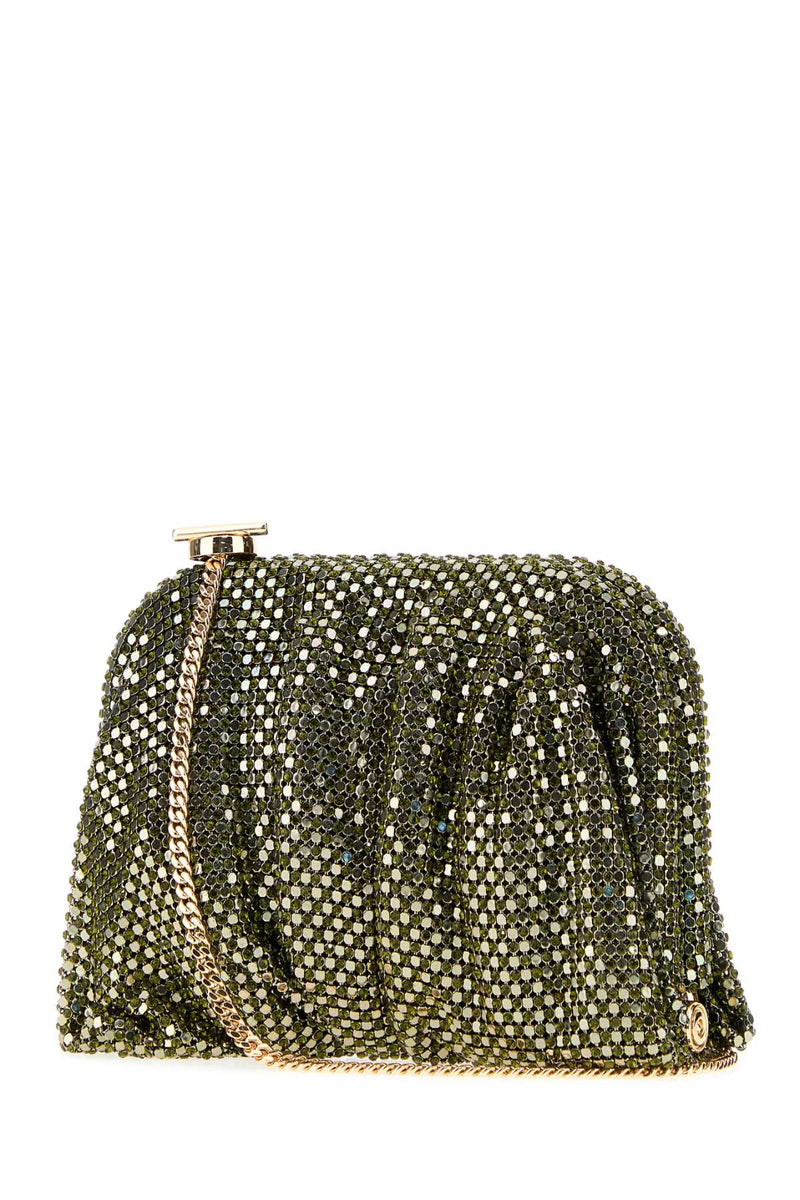 Benedetta Bruzziches Rhinestone Mesh Clutch — Green