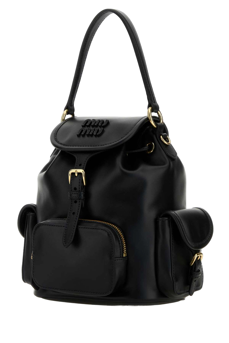 Miu Miu Leather Shoulder Bag — Black