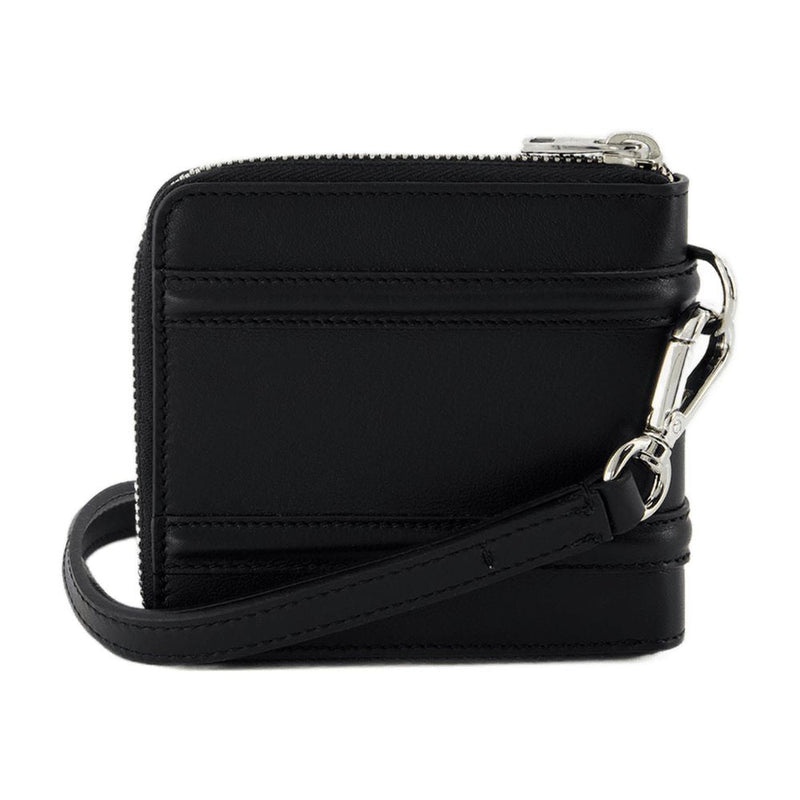 Alexander Mcqueen Zip Around Calfskin Wallet — Black
