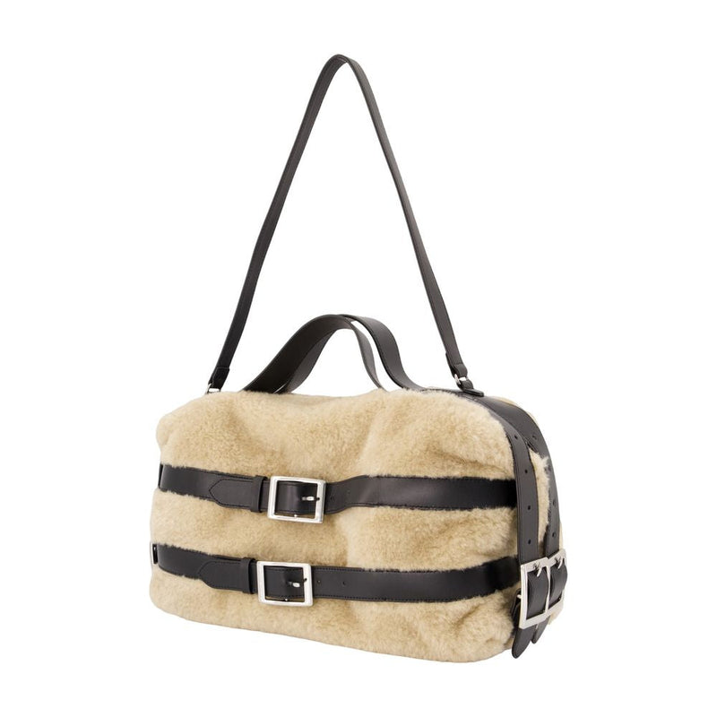 Simone Rocha Belted Faux Fur Shoulder Bag — Beige Faux_fur