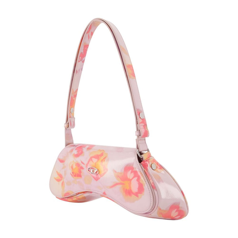 Diesel Floral-Print Faux Leather Shoulder Bag — Pink Faux_leather