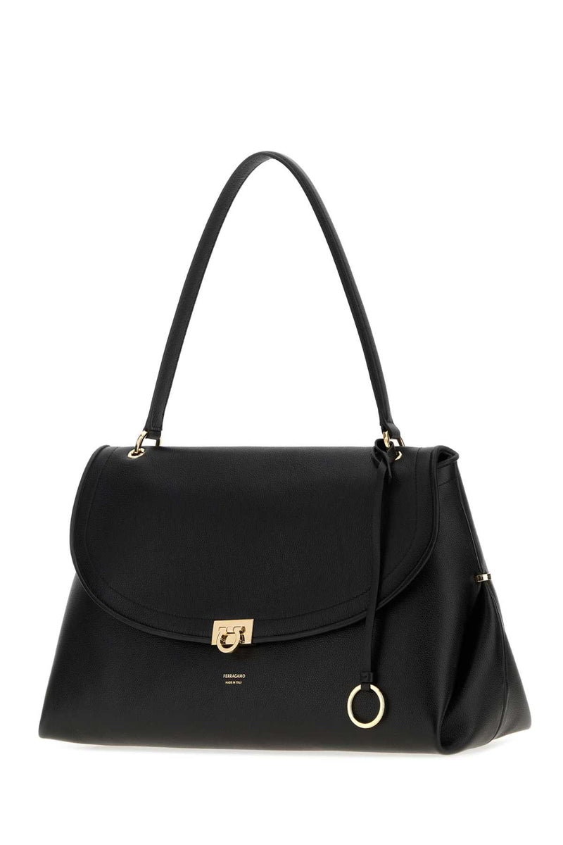 Ferragamo Calf Leather Shoulder Bag — Black
