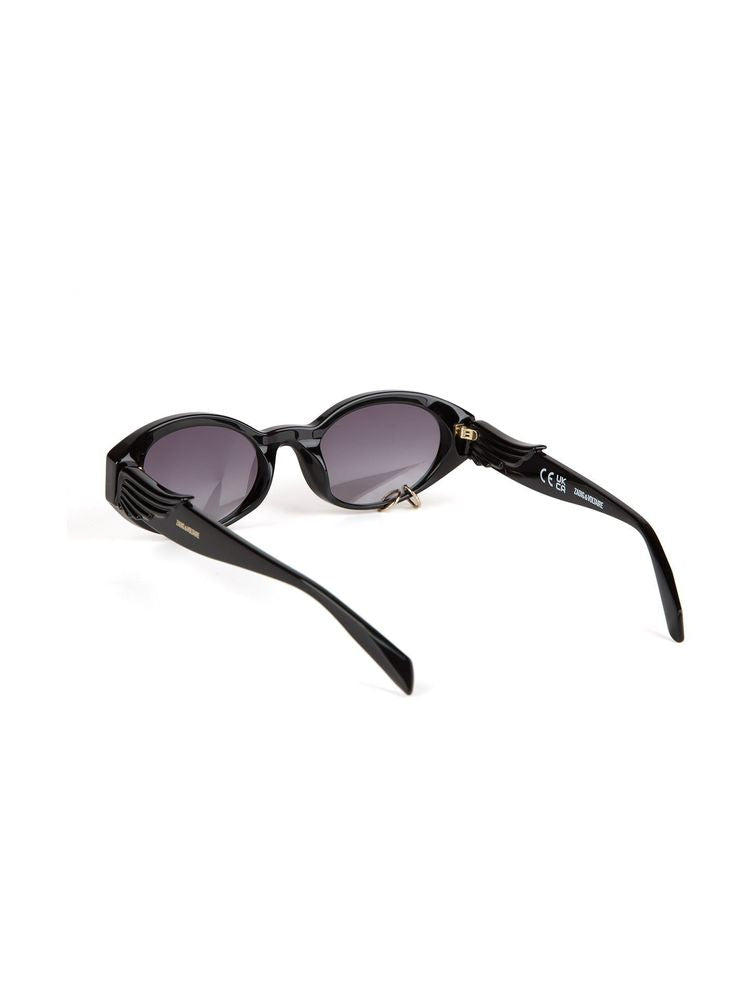 Zadig & Voltaire Szv502v Oval Acetate Sunglasses — Black