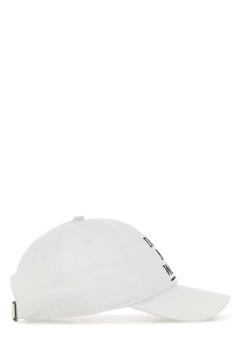Sporty & Rich Drink Text-Embroidered Cotton Baseball Cap — White Exterior: Caps