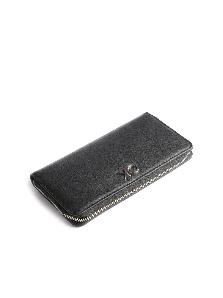 Calvin Klein Leather Continental Wallet — Black