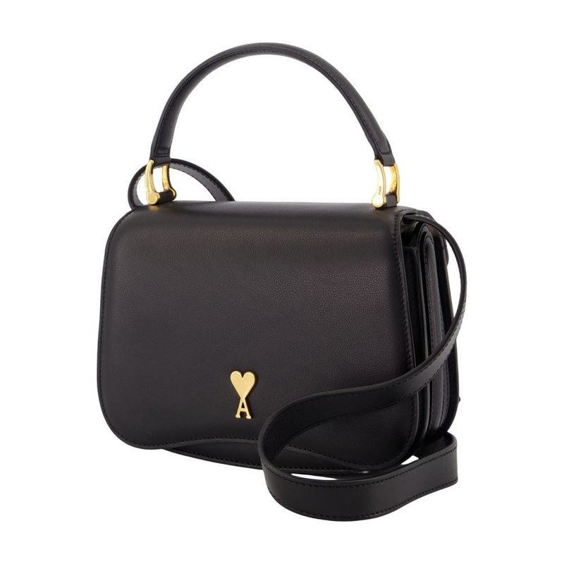 Ami Paris Shoulder Bag — Black Calfskin