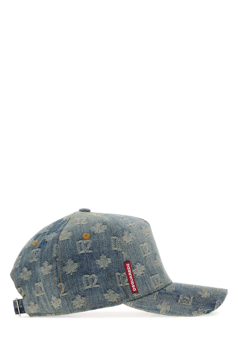 Dsquared2 Hat Embroidered Denim Baseball Cap — Blue Caps