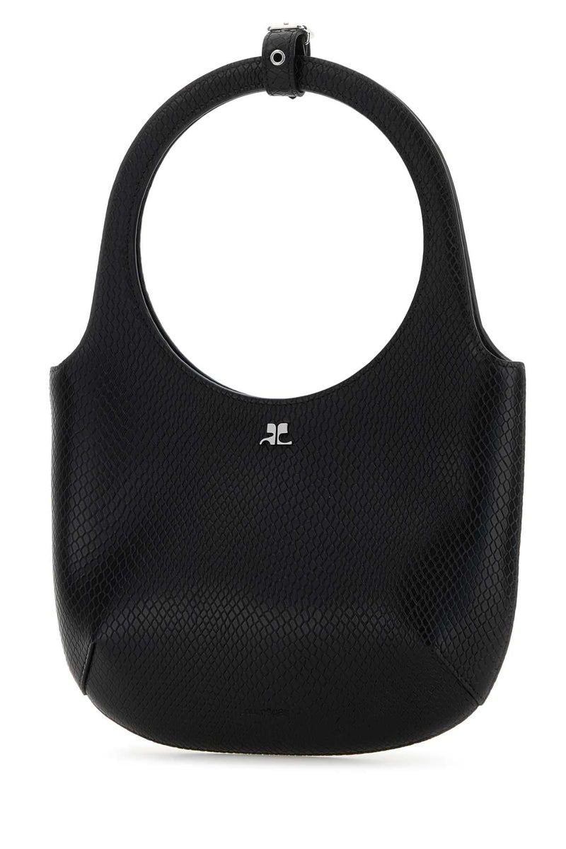 Courreges Textured Leather Shoulder Bag — Black