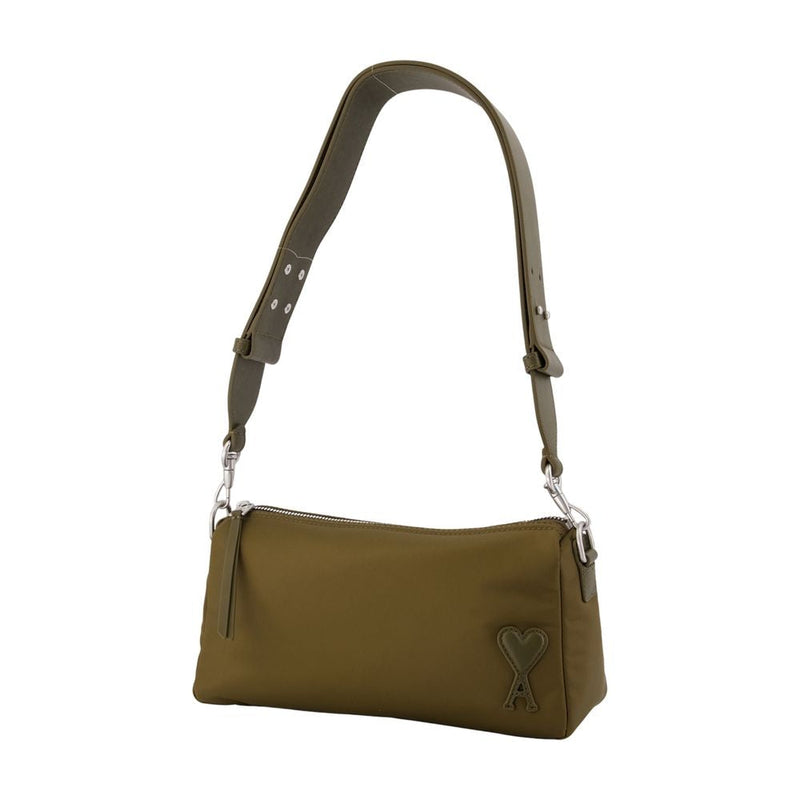 Ami Paris Shoulder Bag — Khaki Nylon