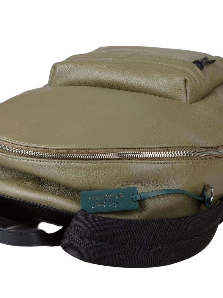 Coccinelle Grained Cowhide Backpack — Green