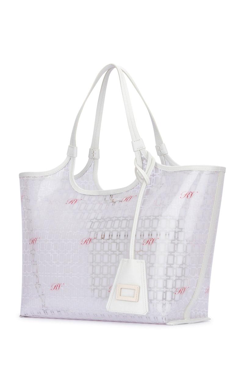 Roger Vivier Logo-Jacquard Mesh Tote Bag — White