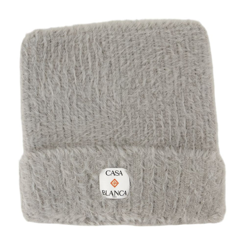 Casablanca A-Aw25-Hat-101-02 Fluffy Nylon Knit Beanie — Gray Beanies