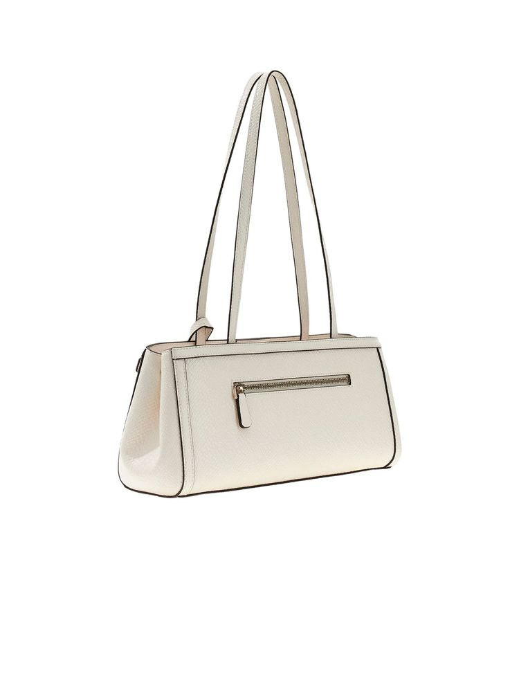 Guess Structured Polyurethane Shoulder Bag — White