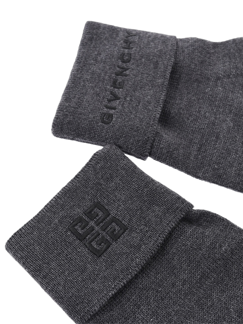 Givenchy 4g Embroidered Logo Wool Gloves — Grey