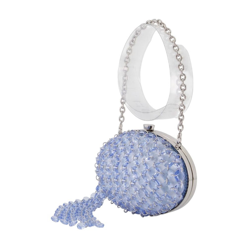 Self-Portrait Crystal Beaded Oval Clutch — Purple Synthetic