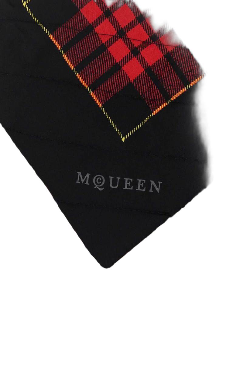 Alexander Mcqueen Tartan Silk Scarf — Black Exterior: Scarfs