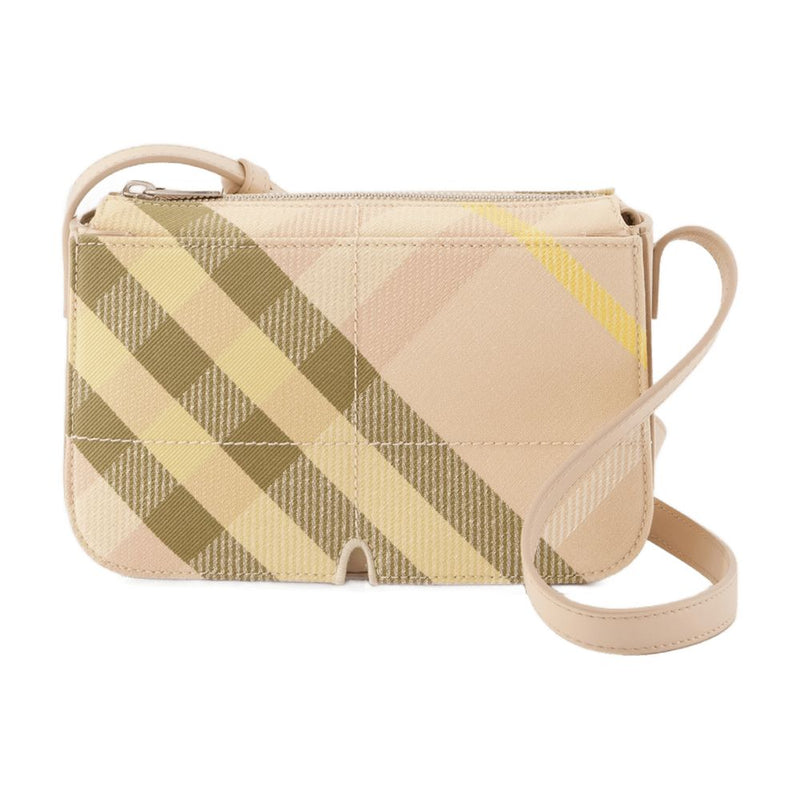 Burberry Check Pattern Crossbody Bag — Beige Synthetic