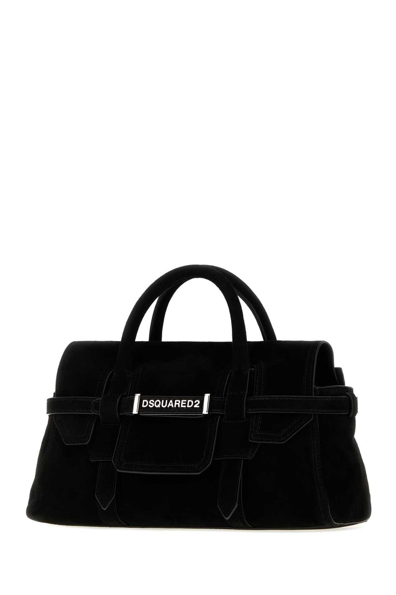 Dsquared2 Suede Twin-Handle Shoulder Bag — Black