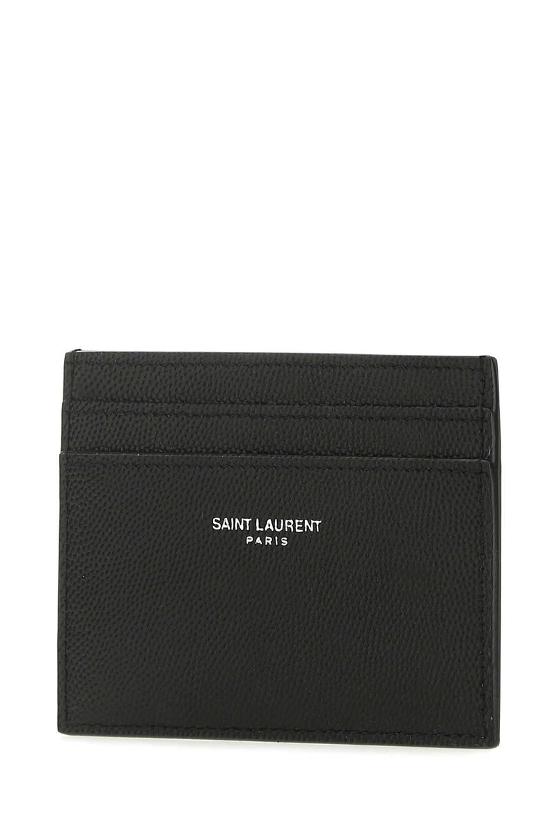 Saint Laurent Calfskin Card Case — Black Exterior: Calf Made In Italy Wallet
