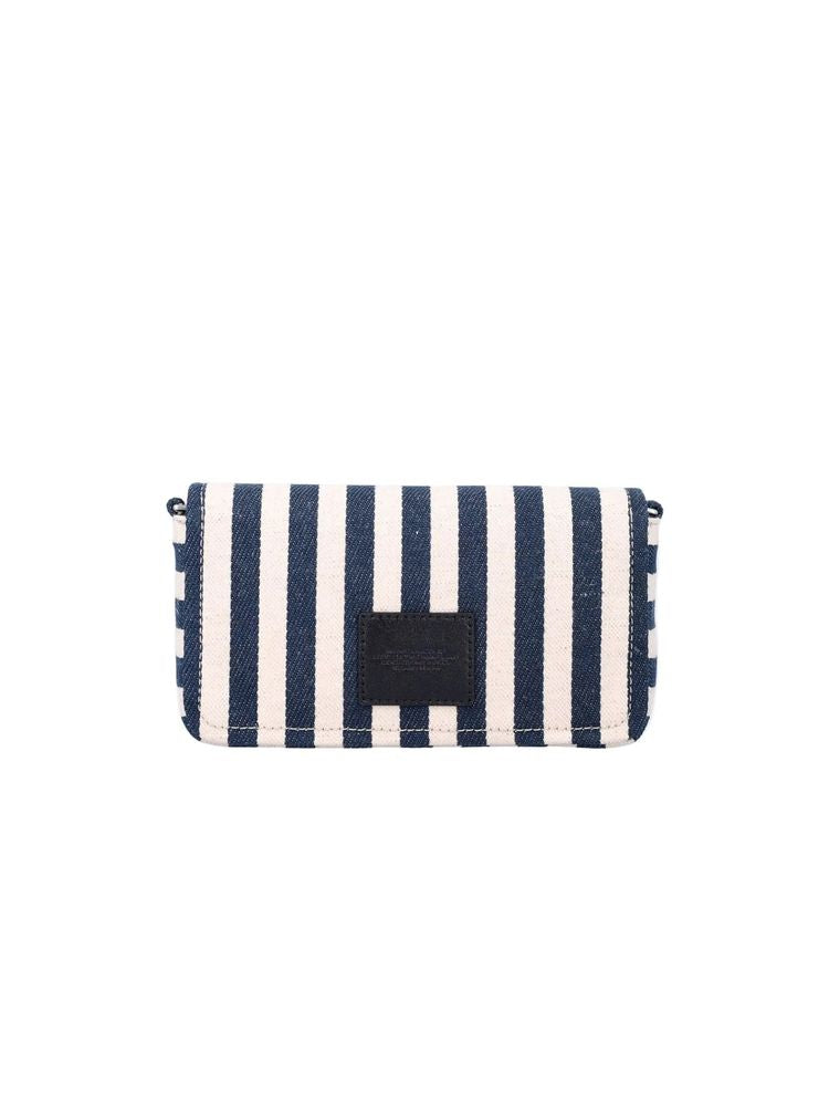 Marc Jacobs Striped Fabric Crossbody Bag — Navy