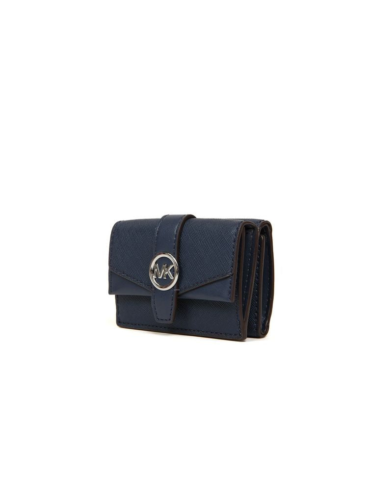 Michael Kors Extra-Small Flap Trifold Wallet — Navy Polyvinyl Chloride