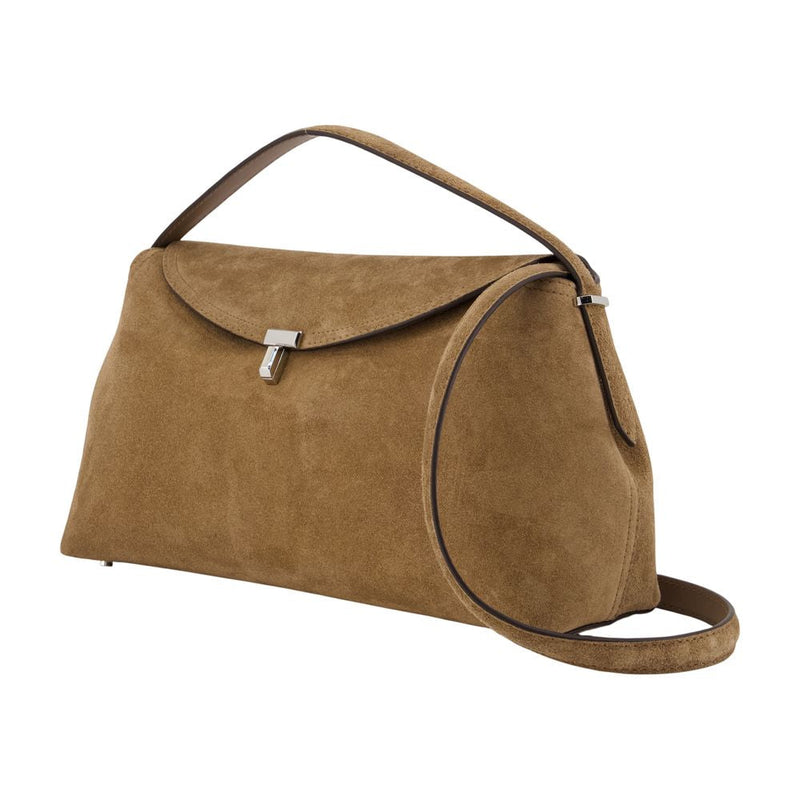Toteme T-Lock Top Handle Bag — Brown Calfskin