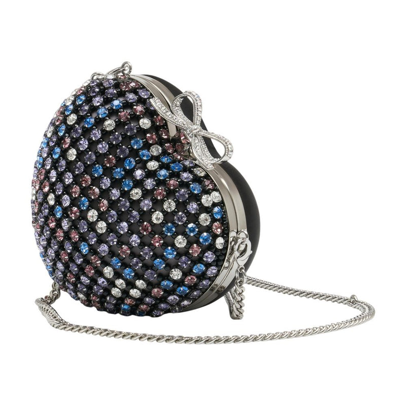 Self-Portrait Crystal-Encrusted Clutch — Black Metal