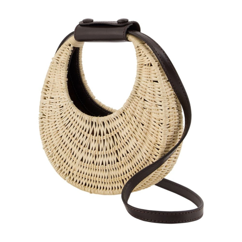 Staud Good Night Shoulder Bag — Beige Raffia