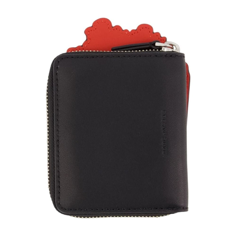 Marc Jacobs Popcorn-Embellished Compact Wallet — Black Cowhide Accessories /