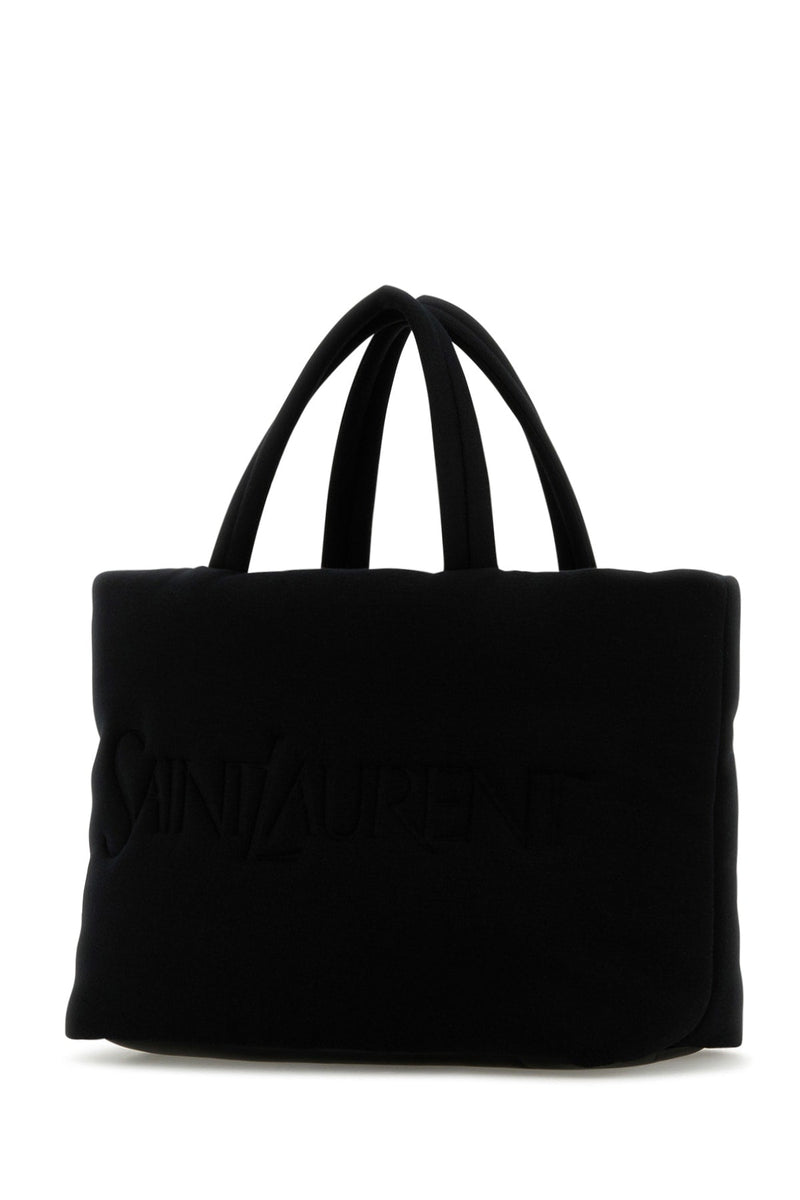 Saint Laurent Quilted Terry Cloth Tote Bag — Black